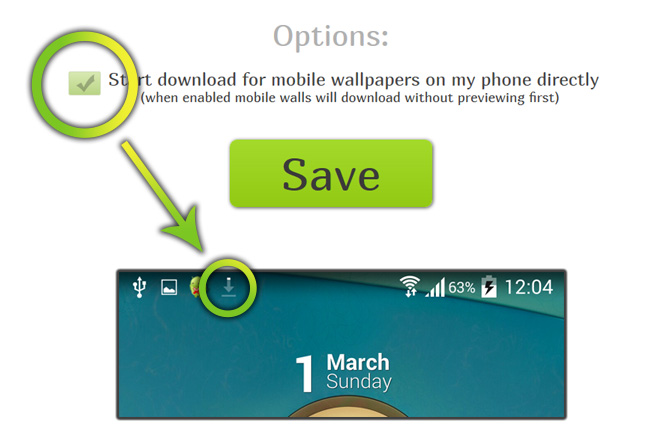 Direct wallpaper download to your mobile phone